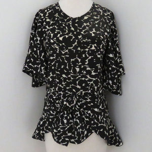 JILL STUART Floral print silk flirty blouse